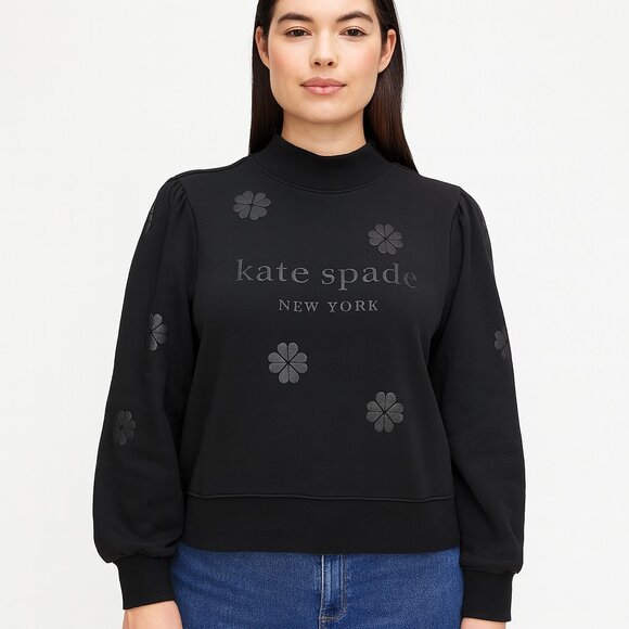 Kate Spade Clover Logo Black Pullover Size Medium - Picture 1 of 6